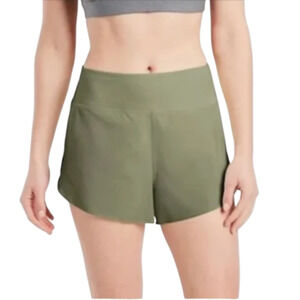 ATHLETA RUN WITH IT Olive Green Running Shorts Size L 10-14